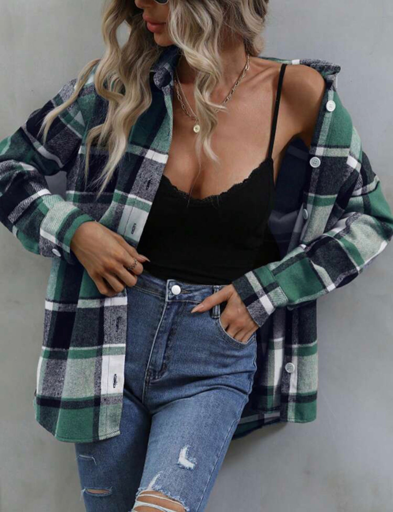 •Pre-Order•Kelly Green Plaid Shacket